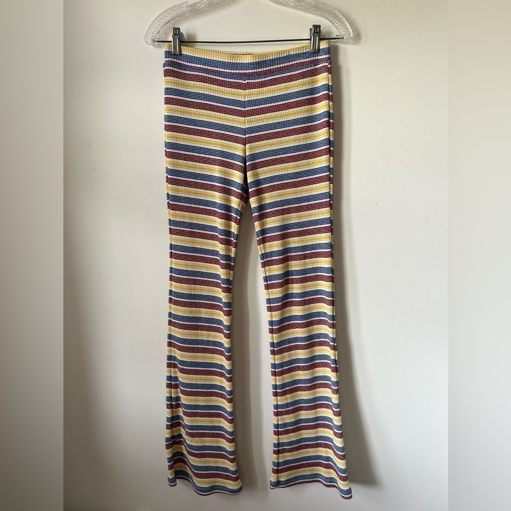 Zara Ribbed Blue, Yellow & Red Flare Pants